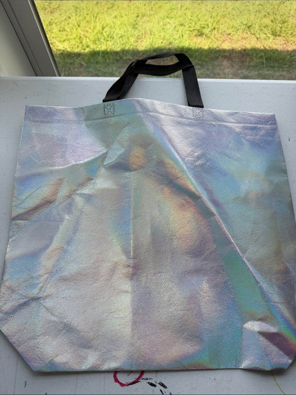 Source Unknown Iridescent Holographic Tote Bag with Black Handles